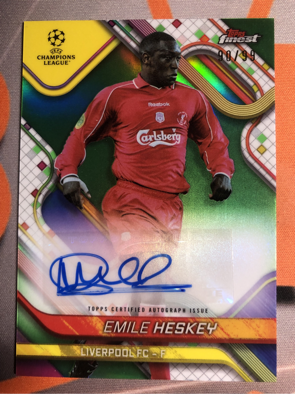 Emile Heskey NUMBERED out of 99 Topps Finest Autograph 2025 soccer trading card