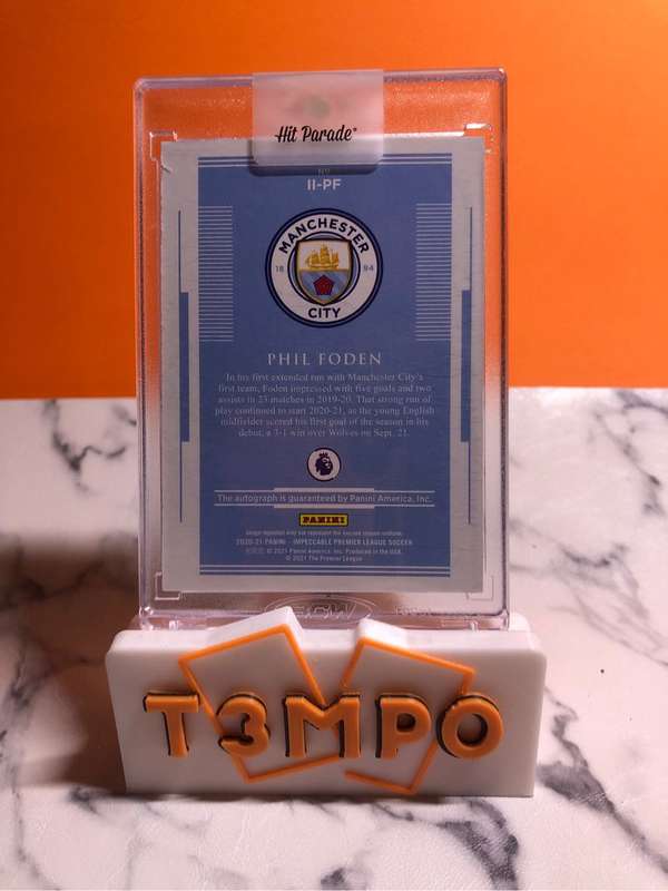 Phil Foden Autograph NUMBERED out of 99 Impeccable 2020-21 soccer trading card
