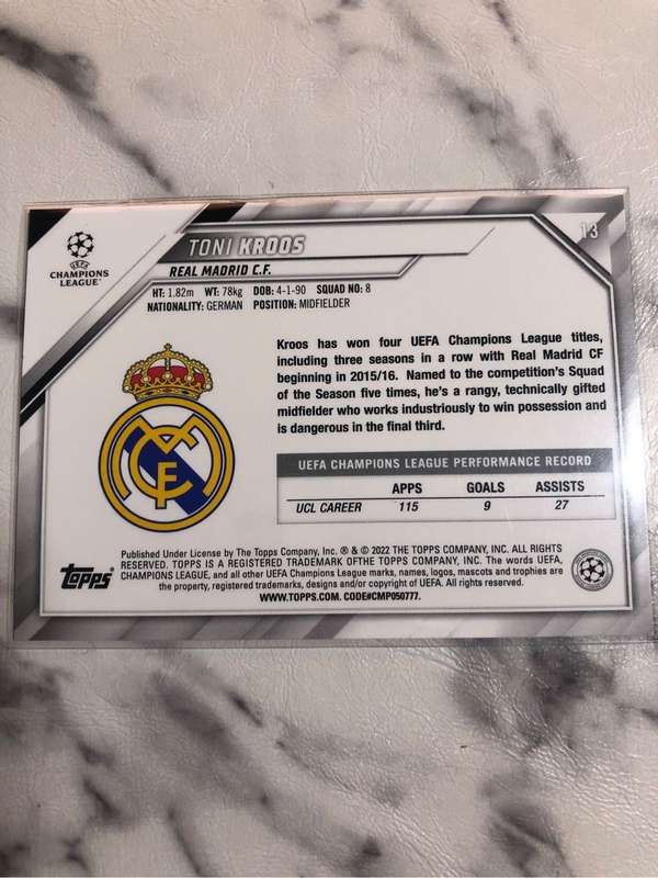 Toni Kroos Topps Jade Edition 2022 Soccer trading card
