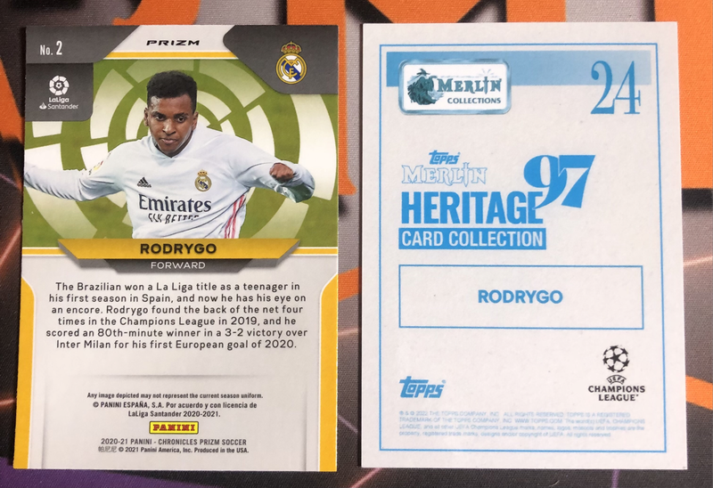 Rodrygo RARE Discounted BUNDLE of 2 soccer trading cards