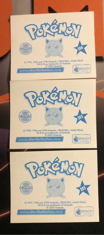 Ash & Rapidash BUNDLE of 3 Pokemon Topps Merlin stickers  Unstuck Near mint condition