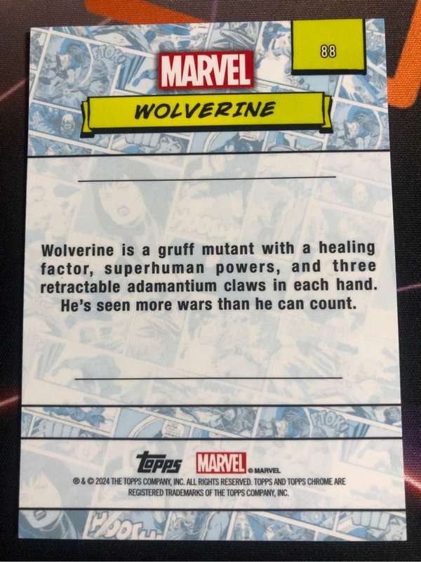 Wolverine Topps Chrome 2024 Marvel trading card