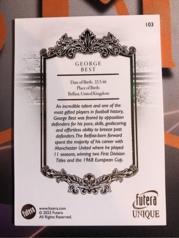 George Best THE GREATS 2023 FUTERA High End Soccer trading card