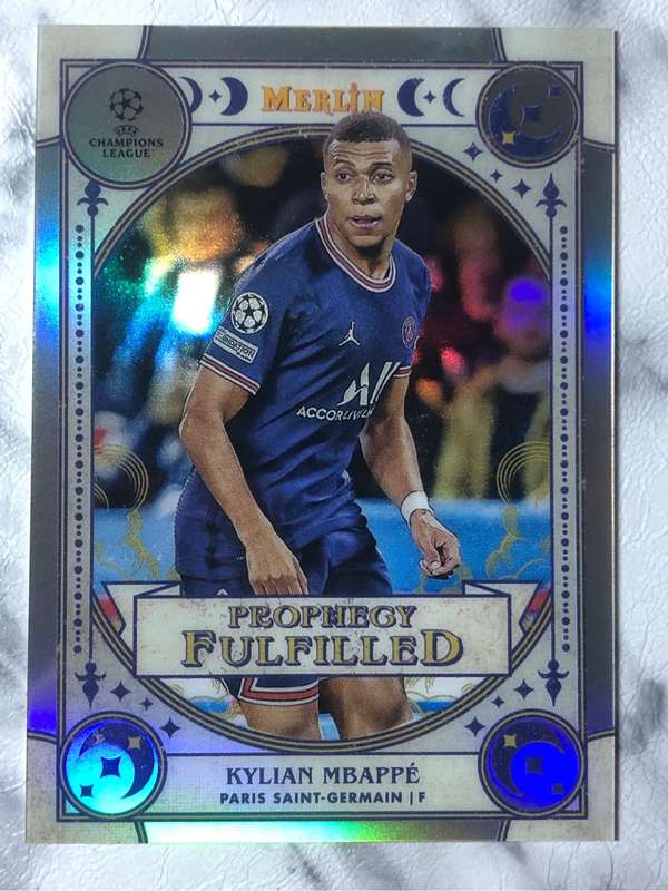 Kylian Mbappe REFRACTOR Prophecy Fulfilled Topps Merlin 2022 soccer trading card