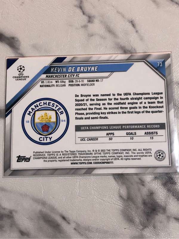 Kevin De Bruyne Topps Jade Edition 2022 Soccer trading card