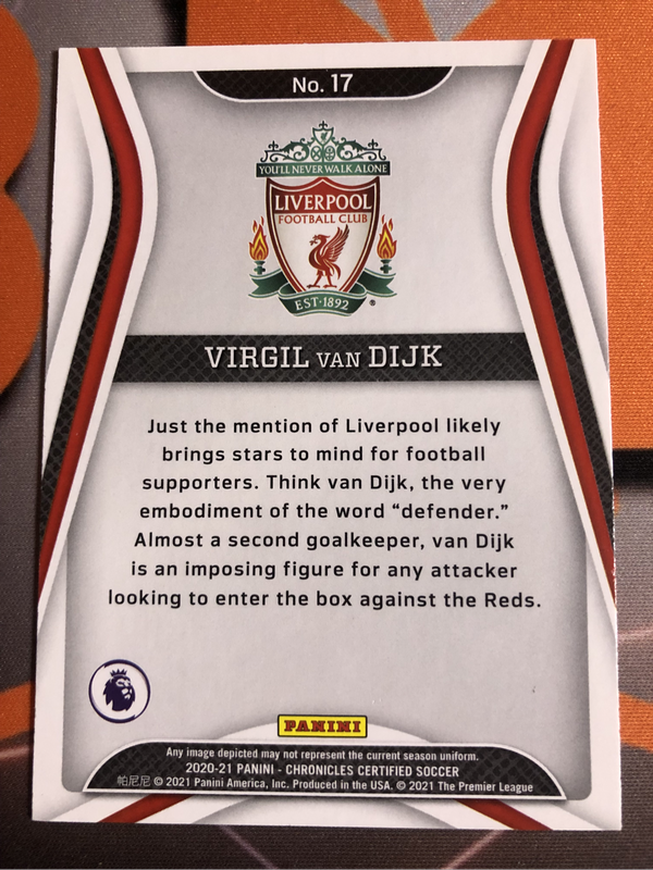 Virgil Van Dijk Chronicles GOLD REFRACTOR 2020 Liverpool Soccer trading card