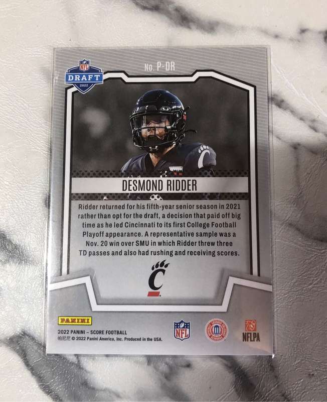 Desmond Ridder ROOKIE Score 2022 Potential American Football trading card