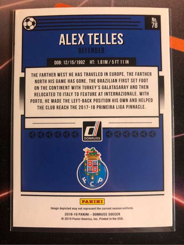 Alex Telles RARE 2018 Donruss Soccer trading card