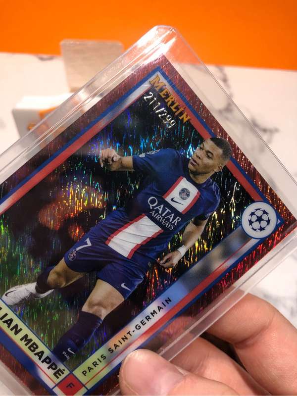 Kylian Mbappe NUMBERED out of /299 Topps Merlin 2023 Soccer trading card