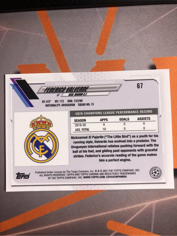Valverde LIMITED Edition 2021 Steve Aoki soccer trading card
