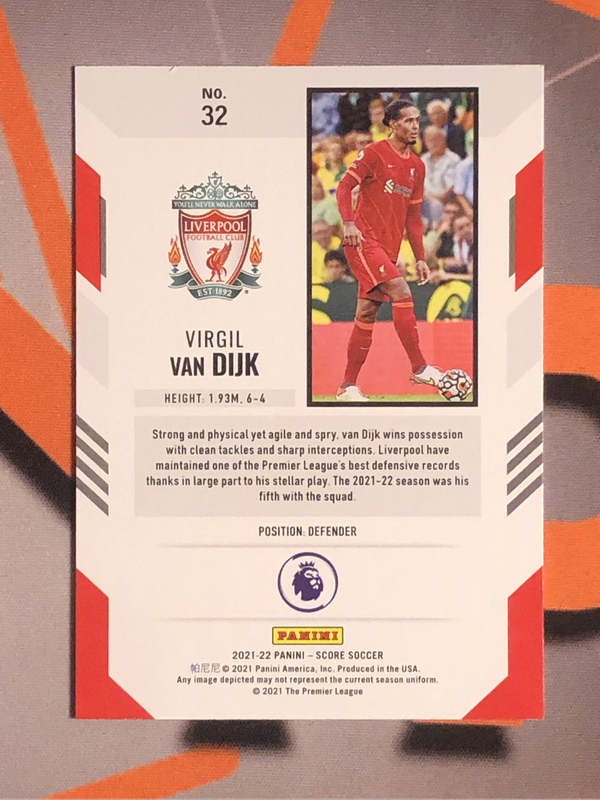 Virgil Van Dijk RED Laser Colour match 2021 soccer trading card