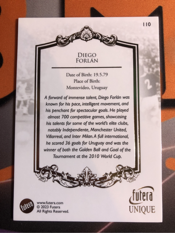 Diego Forlan THE GREATS 2023 FUTERA High End Soccer trading card
