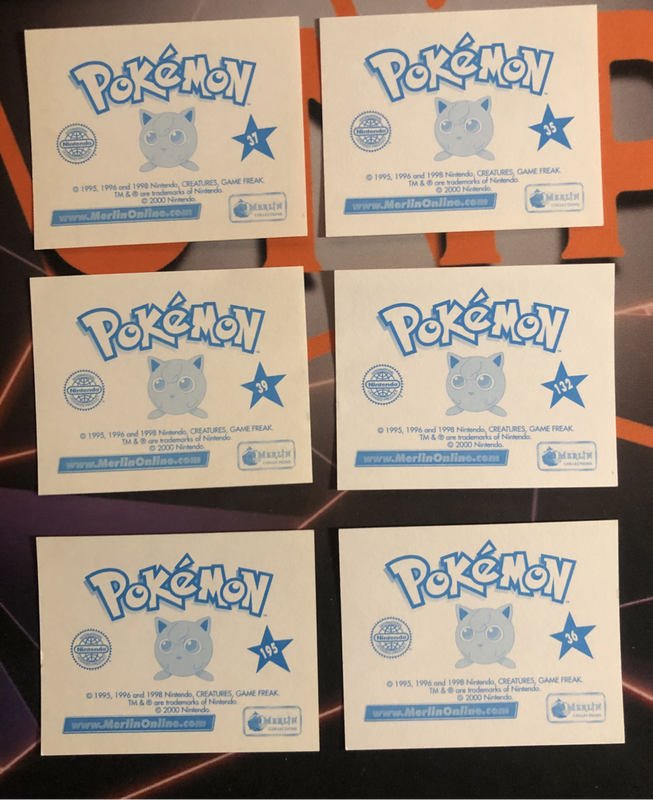 Meowth BUNDLE of 6 RARE Pokemon Topps Merlin sticker  Unstuck Near mint condition