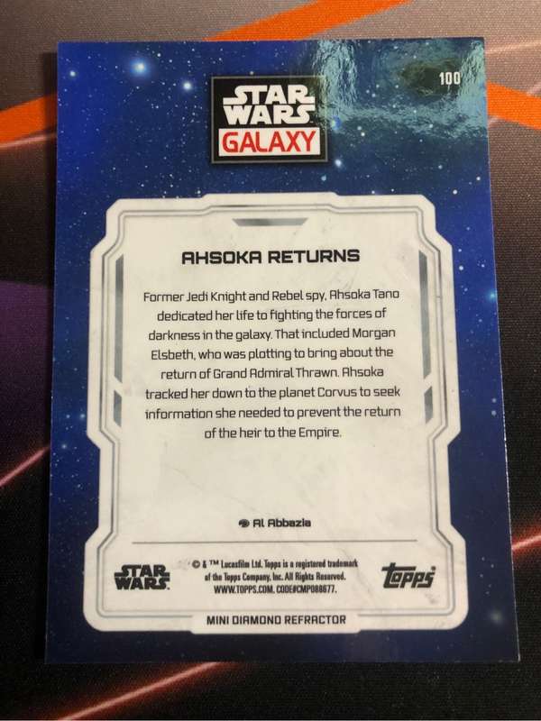 Ashoka Returns RARE REFRACTOR Topps Star Wars Galaxy trading card