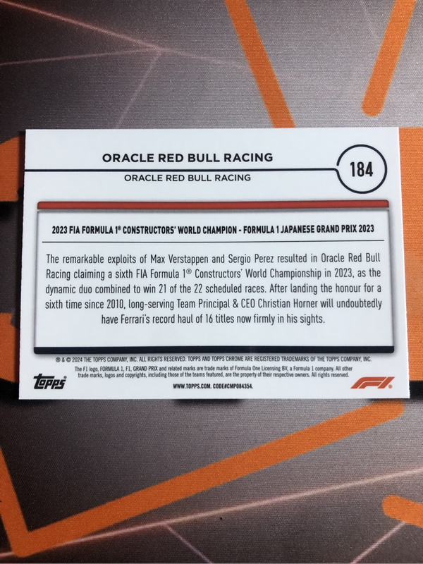 Max Verstappen RARE Red Bull team WINNING Formula One 2024 F1 trading card