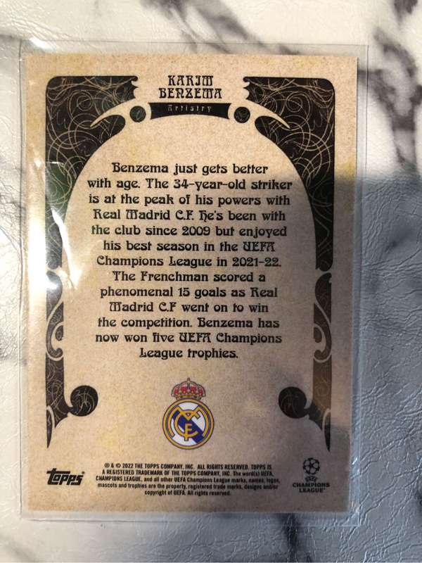 Karin Benzema ARTISTRY Topps Deco 2022 RARE soccer trading card