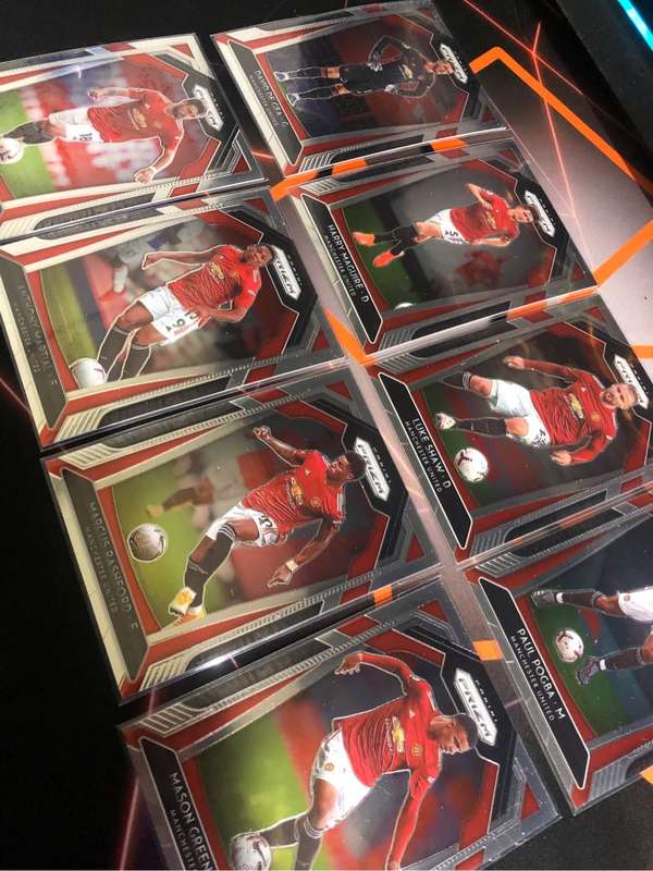 Man United 8 card BUNDLE of 2020-21 Prizm EPL base Soccer trading cards