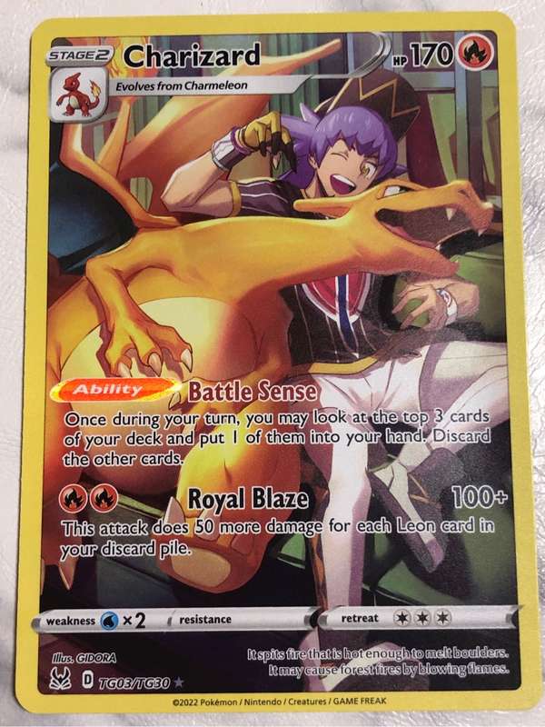 Leons Charizard SWSH11 Ultra RARE Lost Origin Trainer Gallery Pokemon trading card