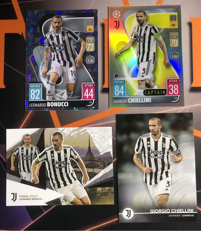 Chiellini & Bonucci Duo BUNDLE of 4 RARE soccer trading cards