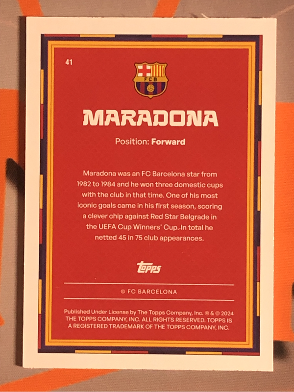 Maradona SUPER RARE Numbered 35 of 35 Topps 2024 soccer trading card