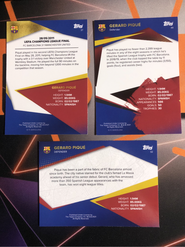 Gerard Pique RARE Bundle of 3 Soccer trading cards