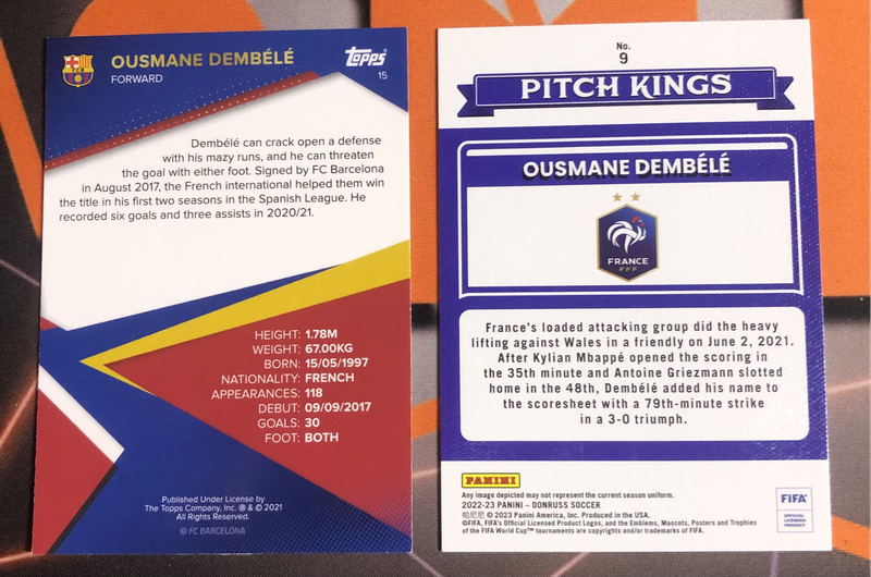 Dembele rare Discounted BUNDLE of 2 soccer trading cards