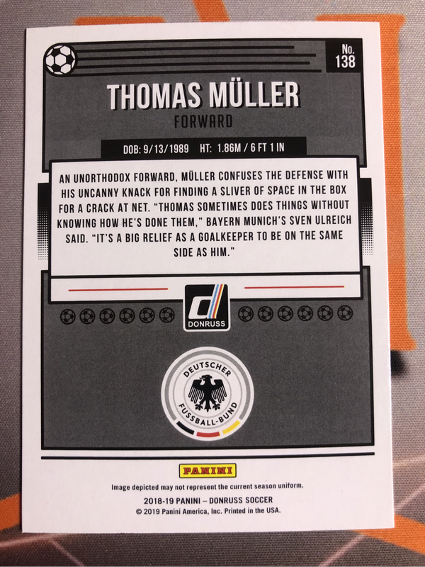 Thomas Muller Very RARE 2018 Donruss soccer trading card