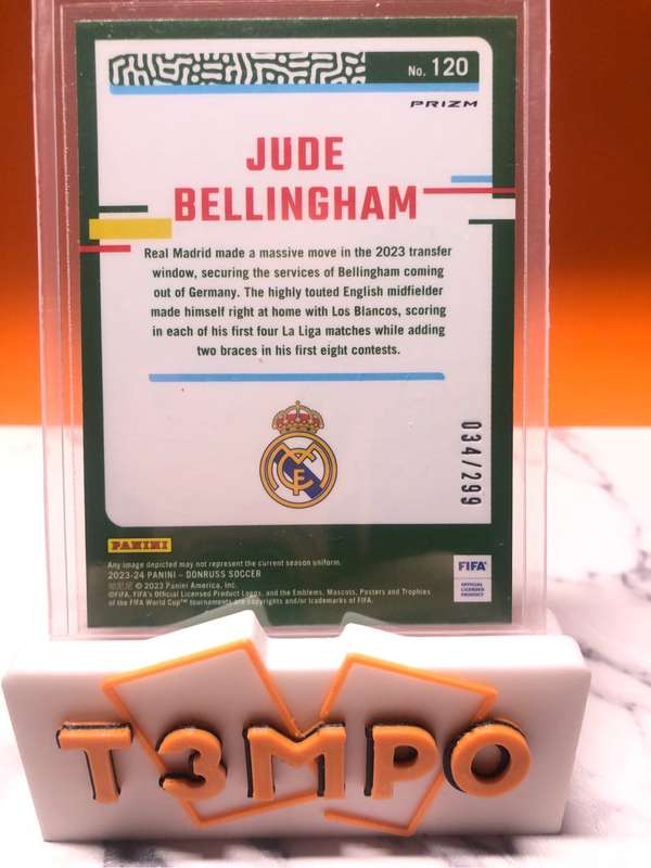 Jude Belingham NUMBERED /299 RED Donruss 2023-2024 Soccer trading card