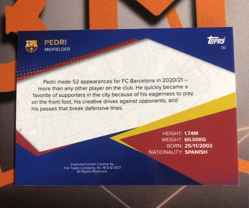 Pedri RARE Topps 2021 soccer trading card 