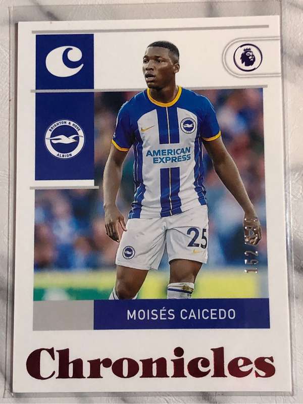 Moises Caicedo NUMBERED out of 299 2022 Chronicles Soccer trading card