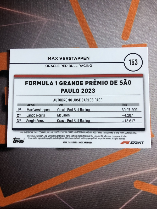 Max Verstappen RARE Formula One 2024 F1 trading card