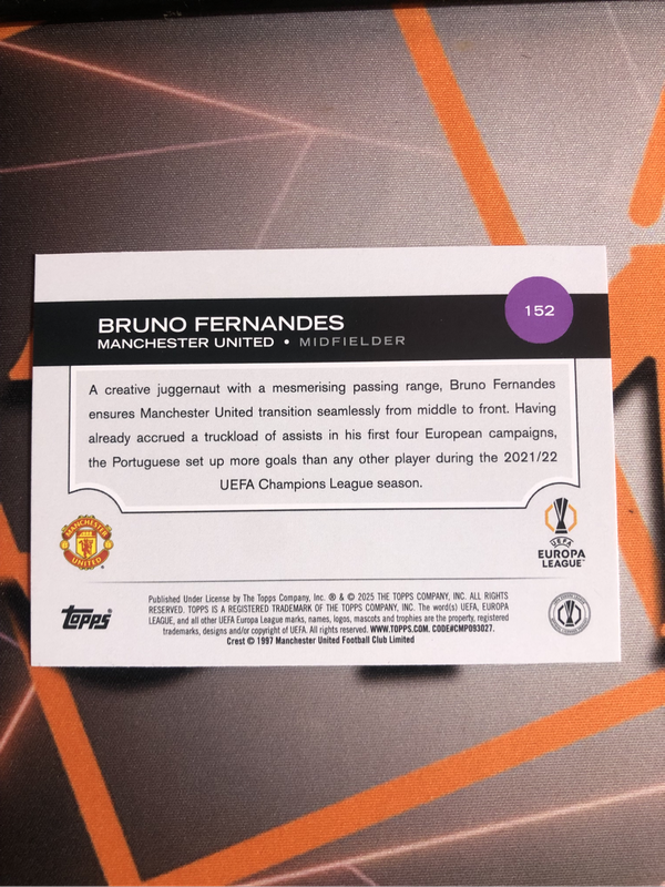 Bruno Fernandes Man United 2025 Soccer trading card