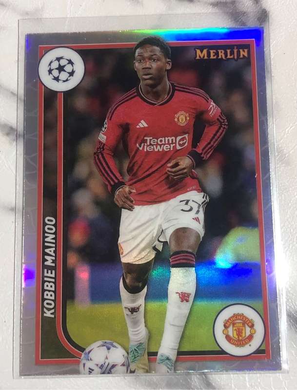 Kobbie Mainoo Topps Merlin REFRACTOR 2024 Man United soccer trading card