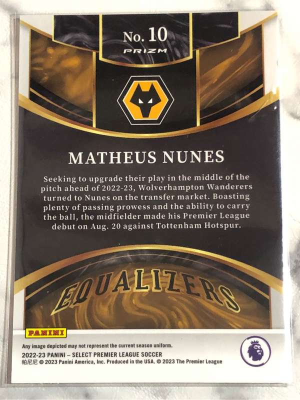 Matheus Nunes ROOKIE Refractor EQUALIZERS Select Soccer trading card