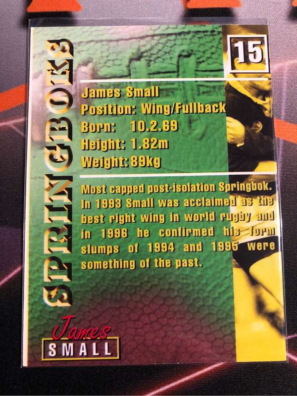 James Small RARE Springbok 1997 Rugby trading card