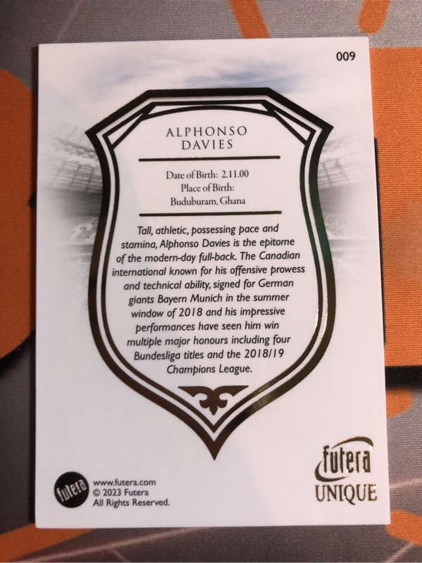 Alphonso Davies 2023 FUTERA High End Soccer trading card