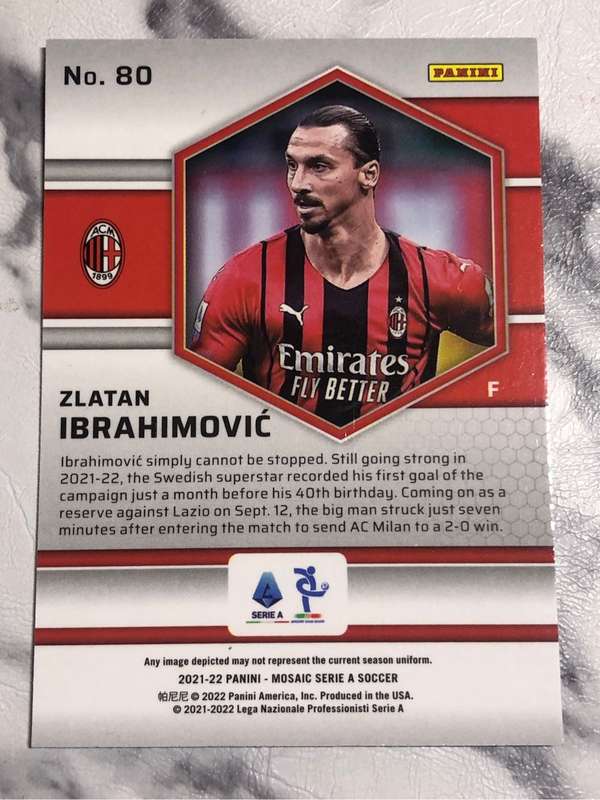 Zlatan Ibrahimovic Mosaic Serie A 2021 Soccer trading card