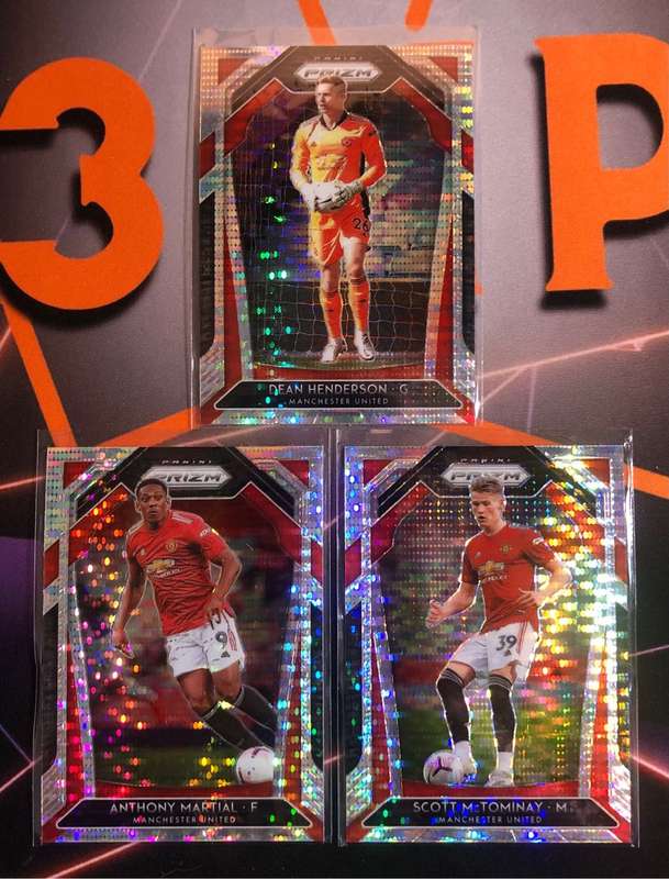 3 RARE Man United Silver breakaway variant 2020 PRIZM soccer trading cards