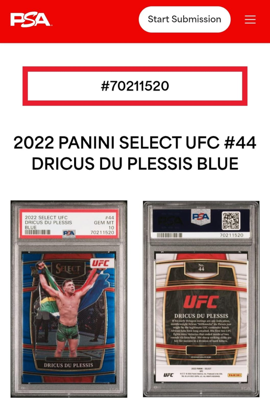 Decius Du Plessis ROOKIE PSA 10 Blue UFC Select 2022 trading card