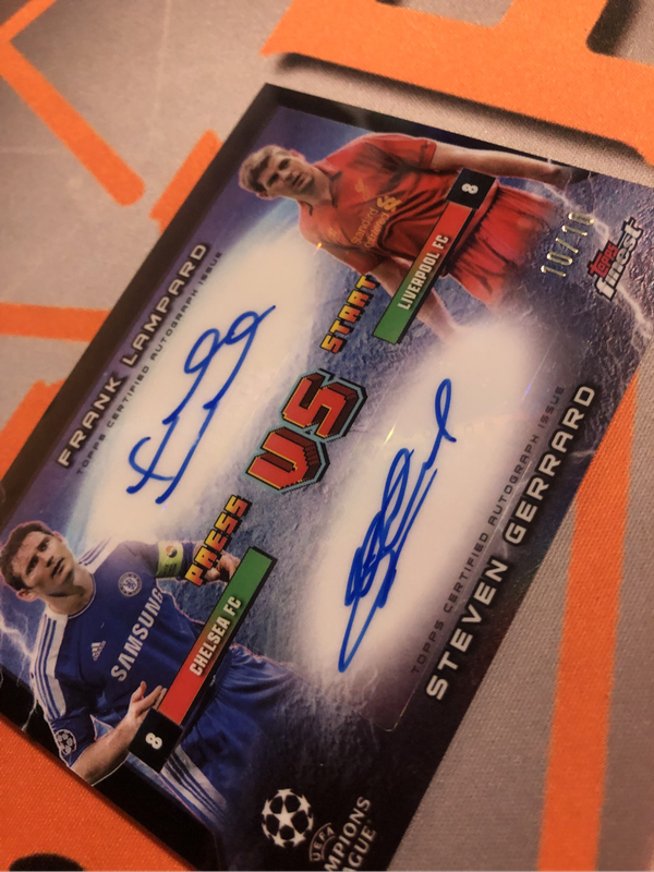 Steven Gerrard & Frank Lampard NUMBERED 10 of 10 DUAL Autograph Topps RIVALS soccer trading card 