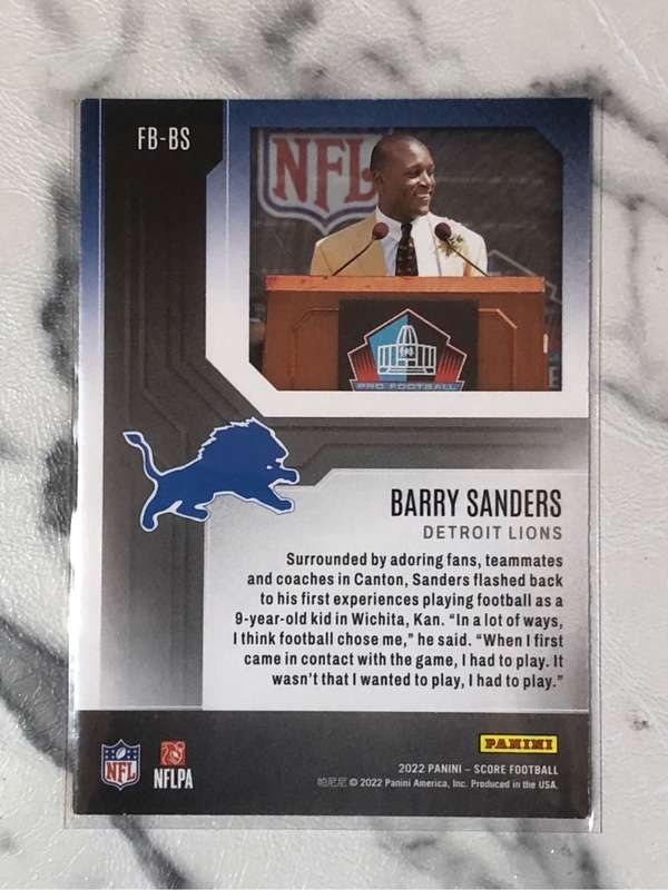 Barry Sanders SCORE First Ballot 2022 American Football trading card
