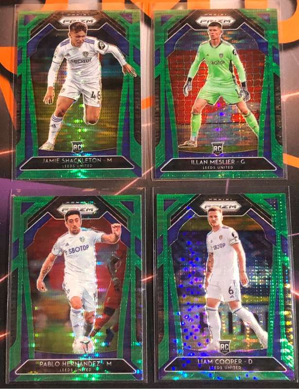 LEEDS Bundle of 4 RARE Green breakaway Prizm 2020 soccer trading cards