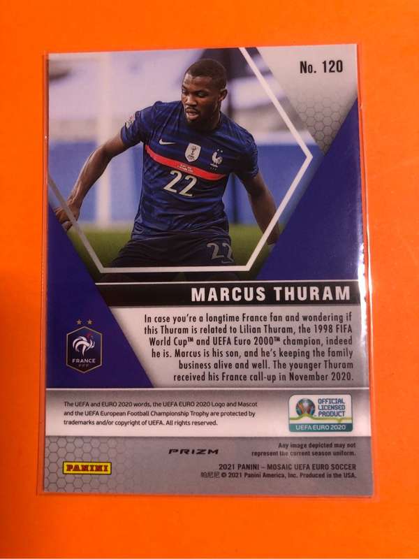 Marcus Thuram ROOKIE Mirror Variant REFRACTOR Mosaic Euros 2020 soccer trading card