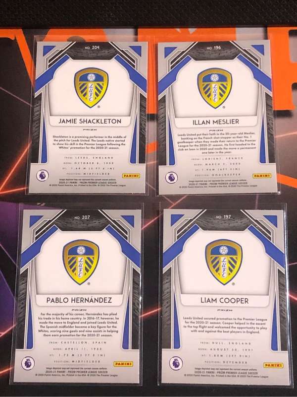 LEEDS Bundle of 4 RARE Green breakaway Prizm 2020 soccer trading cards