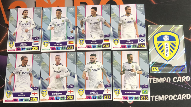 Leeds BUNDLE set of 7 Adrenalyne XL 2023 Soccer trading cards