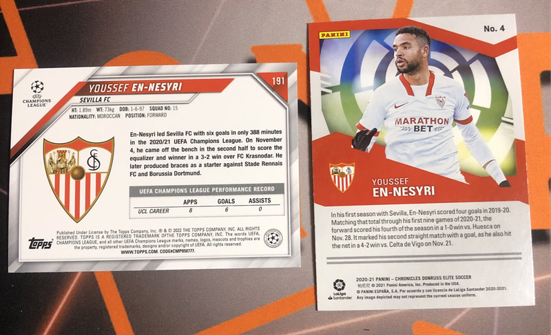 Youssef en nesyri Bundle of 2 RARE (INC Rookie ) soccer trading cards