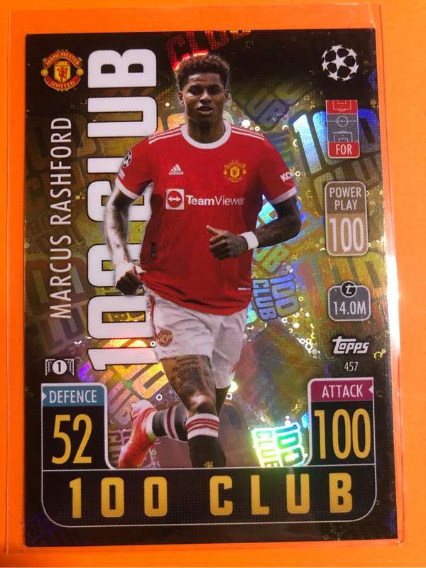 Marcus Rashford 100 CLUB Match Attax 21/22 Soccer trading card