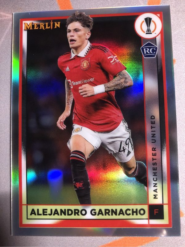 Garnacho ROOKIE Refractor Topps Merlin 2023 Soccer trading card 