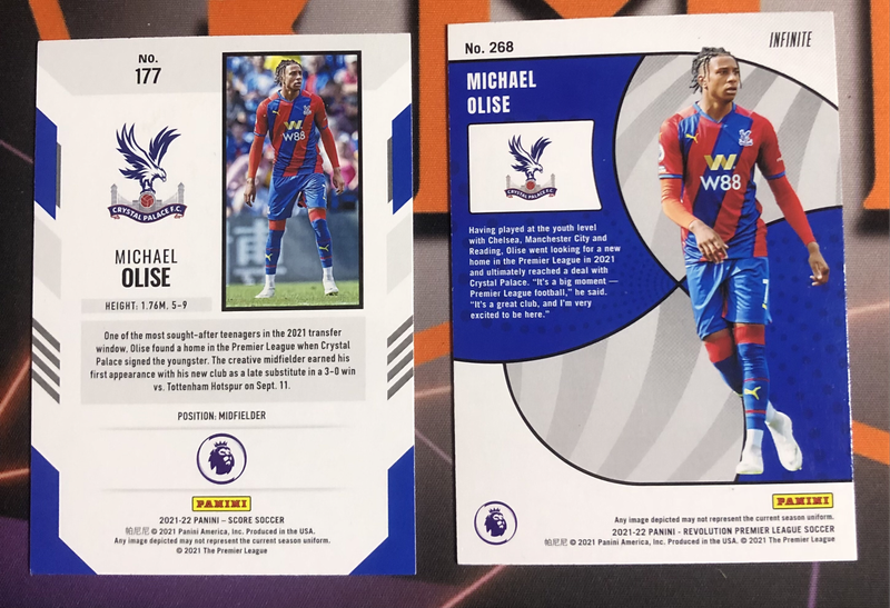 Michael Olise SUPER rare Discounted Rookie BUNDLE of 2 soccer trading cards