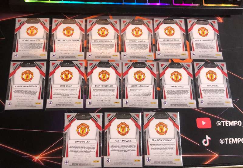 Manchester United COMPLETE 15 card BASE set 2020-21 PRIZM Soccer trading card BUNDLE
